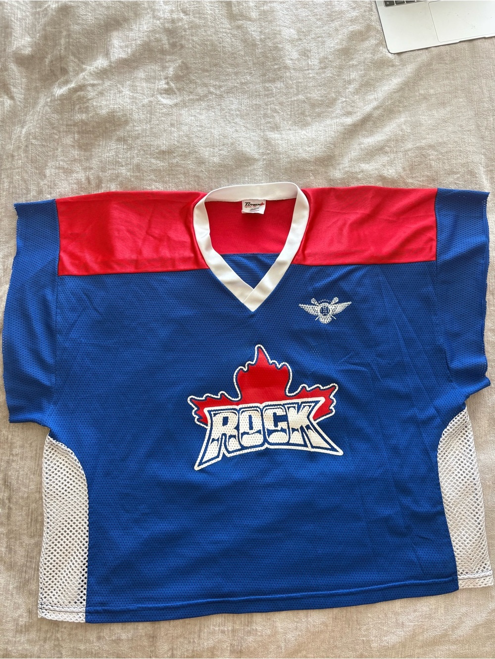 Blue & Red 'Rock' Hockey Mesh Jersey with White Trim